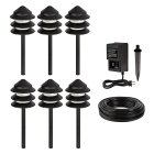 LED Landscape Lighting Kit - 6 Triple Tier Pagoda Path Light - Low Voltage Transformer
