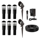 LED Landscape Lighting Kit - (6) 1W LED Path Lights - (2) 5W LED Spotlights - Low Voltage Transformer