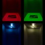 194 LED Bulb - 5 LED Wide Angle Wedge Base: On Showing Beam Pattern And Red, Blue, Green, And White Colors.
