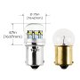 67 LED Bulb - 12 LED Forward Firing Cluster - BA15S Retrofit: Profile View with Size Comparison to Incandescent Bulb and Measurements