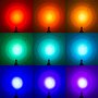 GLUX-RGB6W-S40 - All Color Modes shown shining on target. Bulb is 5ft from target