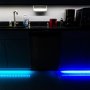 Linear LED Light Bar Fixture: Installed under cabinet&#039;s toe kick in kitchen on right side of dishwasher. (Right) Shown Compared To Typical LED Strip (Left). 