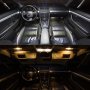 578 CAN Bus LED Bulb - 8 LED Festoon - 44mm: Shown Installed In Audi Dome Light In Cool White (Top) Compared To Incandescent Equivalent (Bottom).