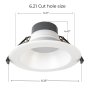 CDL light fixture fits standard cut hole sizes. Wide white flange provides a polished look while better securing the fixture in place.