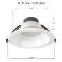 CDL light fixture fits standard cut hole sizes. Wide white flange provides a polished look while better securing the fixture in place.
