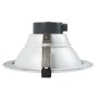 Spring clip installation secures fixture to the ceiling tool-free.