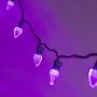 C7 Christmas LED String Lights - Slim Base - 17ft - 25 Retro Faceted Bulbs - Green Wire