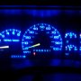 194 LED Bulb - 3 SMD LED - Miniature Wedge Retrofit: Shown Illuminating Dashboard In Blue. 