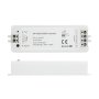 Compact housing is constructed of durable white plastic.