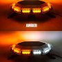 Emergency LED Light Bar - 360 Degree Strobing LED Mini Light Bar: On Showing Beam Pattern In Amber And Amber Plus White. 