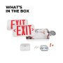 Boxed components of MaxLite Combination Emergency Exit Light with Emergency Battery Backup