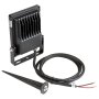 Heat sinks on the back provide added cooling to prolong LED lifespan. Includes power cord and yoke mount with grounding spike.