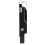 Slim, compact profile is constructed of durable black aluminum.