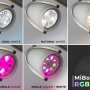 GU10 MiLight RGB+CCT smart bulbs showing cool white, natural white, warm white, single color, and single color + white