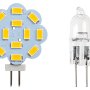 G4 LED Bulb - 35 Watt Equivalent - Bi-Pin LED Disc - 340 Lumens; Front View With Incandescent Size Comparison