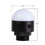 Black body is constructed of aluminum for durability, and round polycarbonate lens won&#039;t shatter like glass.