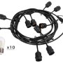 23&#039; Patio String Outdoor LED String Lights with 10 Filament Bulbs - Suspended Sockets - 2200K/2700K
