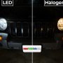 LED Headlight Kit - 9006 LED Fanless Headlight Conversion Kit with Adjustable Color Temperature and Compact Heat Sink: LED and halogen Comparison