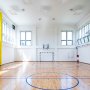MaxLite LED GEN 3 270W control-ready linear high bay lights installed in a gymnasium