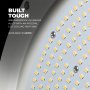 High bay is constructed of a cold forge aluminum housing and clear glass lens