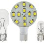 921 LED Bulb, 12 LED Disc Type Wedge Base LED Bulb: Front View With Size Comparison To 194 &amp; 921 Stock Bulbs
