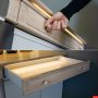 TAMI aluminum channel fixture flush mounted under the counter for kitchen drawer lighting