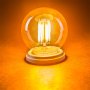 LED Vintage Light Bulb - G16 LED Bulb w/ Gold Tint - Filament LED - Dimmable: Turned On
