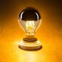 LED Filament Bulb - Silver Tipped G14 Candelabra LED Bulb w/ Filament LED - Dimmable: Turned On