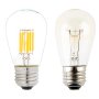 Vintage LED Light Bulb - S14 LED Sign Bulb with Filament LED - Dimmable: Profile View with Size Comparison to Incandescent Bulb