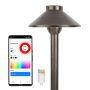 Solid Brass Landscape Path Light - 6" Cone Shade - Drop-In Fixture - Optional G4 Smart Bulb - RGB + White - Alexa / Google Assistant