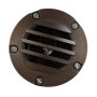 The well light has a clear glass lens protected by brass louvers with a silicone seal to prevent the internal components from water intrusion