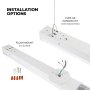 Flush mount the fixture using the included hardware or use the optional hanging kit (sold separately) 