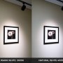 Image showing the beam from warm white and natural white track heads, both with 90+ CRI for accurate color rendering of an art print