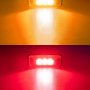 Amber and red rectangular 3-LED truck clearance or side marker lights illuminated