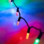 Mini Multicolor LED Christmas String Lights - 25ft - 50 Faceted M5 Bulbs - Green Wire - Multi-Color: Red, Green, Blue, Yellow, Orange