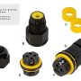 IP68 Waterproof Cable Connector - 3 Pin / 4 Pin Locking Screw - 16 Amp