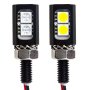 Miniature LED License Plate Bolt: Front View. White Emitting LEDs Has Yellow Phosphor. Sold As Single Units. 