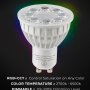 GU10 MiLight smart LED bulbs allow for complete control of color saturation, dimming, and tunable white CCT from 2700K to 6500K