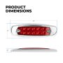 Dimensions of a low-profile Peterbilt-style LED truck clearance or side marker light with bezel: 6.3" x 1.8" x 0.52"