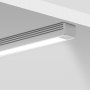 Silver anodized PDS4-ALU aluminum channel fixture installed with a cover and end caps