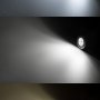 Recessed LED Puck Lights - 9 LED - 15 Watt Equivalent: On Showing Beam Pattern In Cool White (Top), Natural White (Center), And Warm White (Bottom). 