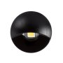 Hooded housing projects a wide downward beam for the 20 lumens of light.