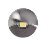 Hooded housing projects a wide downward beam for the 20 lumens of light.