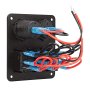 LED Rocker Switch Panel with Voltmeter and Dual USB Port - 3 Position Waterproof DC Distribution Panel - 12 VDC - 20 Amps
