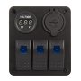 LED Rocker Switch Panel with Voltmeter and Dual USB Port - 3 Position Waterproof DC Distribution Panel - 12 VDC - 20 Amps