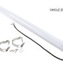 Single-end tube with 2ft power cord, liquid-tight power entry, and included stainless steel surface mount clamps