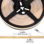 5 meter reels are built with cuttable segments every 2.46 inches and a barrel connector end.