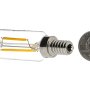 LED Vintage Light Bulb - T8 Shape - Radio Style Candelabra LED Bulb with Filament LED: Back View With Size Comparison 