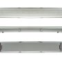 T8 LED Vapor Proof Light Fixture for 4 LED T8 Tubes - Industrial LED Light - 4&#039; Long: From Top to Bottom- Front, Profile, Back Views. With T8 Tubes Installed (sold separately)