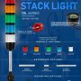 LED Signal Tower Stack Lights - Fixed Mount with 50mm Pole
